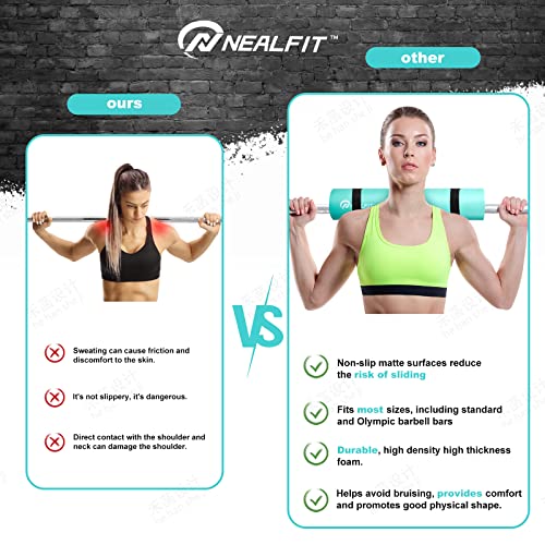 NEALFIT Barbell Pad Squat Pad for Squats—Squat Bar Pad—Great for Weightlifting,Lunges and Hip Thrusts—Foam Sponge Pad—Fit Standard and Olympic Bars Perfectly - color: Mint Green