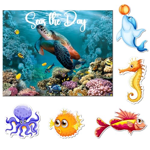 Kanayu 6 Pcs Sea Animals Cruise Door Decorations Magnetic Large Ship Decorations Magnets Anchor Cruise Decor Car Fridge Magnet Decal for Carnival Stateroom Door - style: Sea World