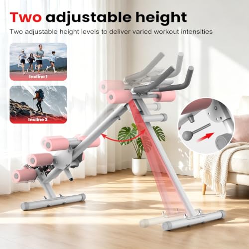 RELIFE REBUILD YOUR LIFE AB Workout Machine Adjustable Ab Trainer Machine Foldable Ab Cruncher Strength Training Equipment for Home Gym, Full Body Workout Equipment 440 LBS - color: Pink-1