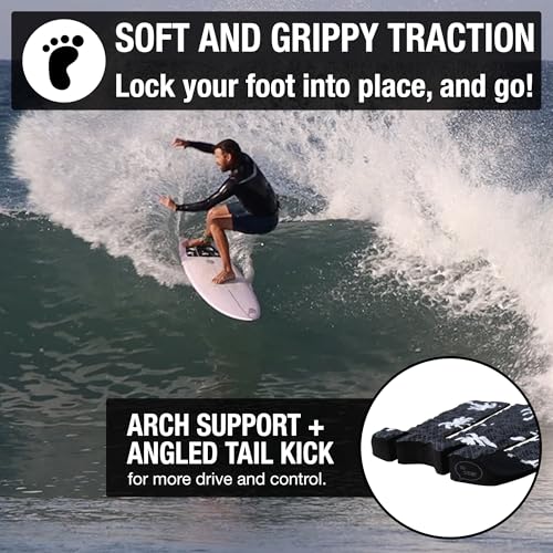 Ho Stevie! Premium Surfboard Traction Pad - Foot Won't Slip - 3 Piece, Full Size, Maximum Grip, Strongest 3M Adhesive - color: Black