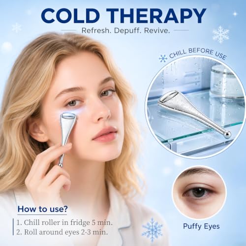 Metal Eye Roller for Dry Eye Relief & Puffy Eyes- Eyelid Roller for Chalazion,Stye,MGD Relief,Improves Meibum Flow and Unclogs Oil Glands,Gentle Meibomian Gland Expression for Blocked Eyelid Glands