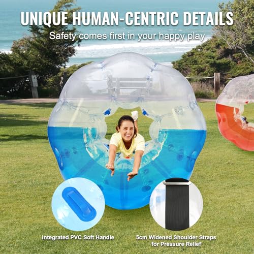 VEVOR Inflatable Bumper Ballѕ 2 Packs; 2FT/3FT/4FT/5FT Body Size Adult Human Bubble Ballѕ, Bumper Bubble Soccer Ballѕ for Teens/Adults - style: 5FT Blue+Red