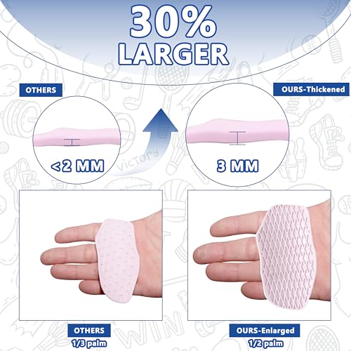 Large Anti-Slip Gym Workout Grips for WeightLifting,Silicone Hand Protector | Gym Towel,Storage Case,Ergonomic Rubber Gym Gloves for Men Women,Gym Hand Palm Protection Pads for Dumbbell,Barbell,Rypt - color: Pale Pink