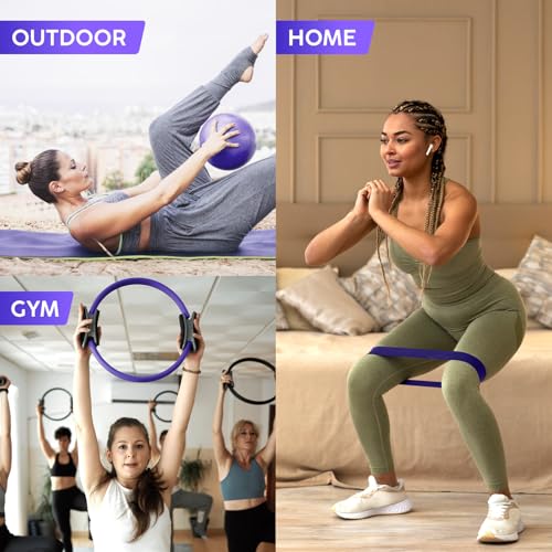 Pilates Ring and Ball Set, at Home Pilates Kit with 14" Exercise Ring, Mini Ball