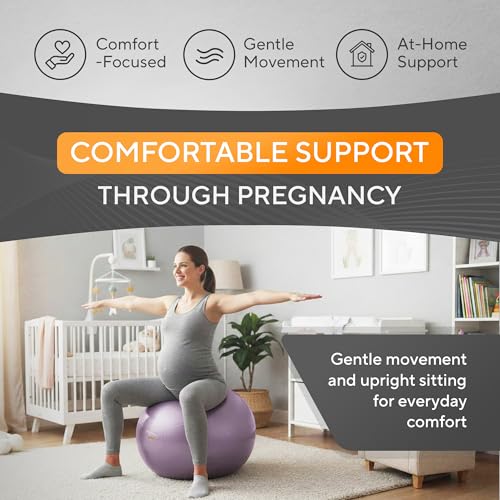 Exercise Ball – Yoga Ball for Pilates & Fitness - Birthing for Pregnancy, Stability, Core, Balance, Therapy for Physical Rehab, Workout for Home Gym & Office Chair, Fast Pump Included - color: Purple, size: L (for Height 5'4" - 5'10")