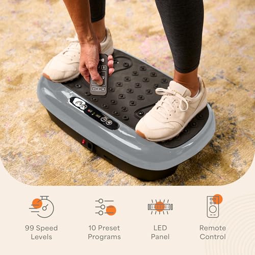 Lifepro HexaPlate Lite Vibration Plate Exercise Machine — Magnetic Acupoints, 99 Speeds & 10 Presets Vibration Platform Machine with Resistance Bands — Vibrating Plate for Lymphatic Drainage & Toning - color: Silver