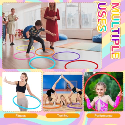 Sratte 6 Pcs Exercise Hoop Detachable Adjustable Plastic Hoops Snap Together Toy Ring Color Playground Toys for Girls and Boys Party Games, Sports, Exercise, Dog Training(28 Inch,Stylish Colors) - color: Stylish Colors, size: 28 Inch