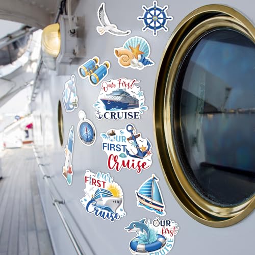 Kanayu 12 Pieces Cruise Door Magnets Decorations, Sea Navigation Ship Car Refrigerator Magnets Stickers Anchor Cruise Cabin Door Fridge Magnetic Decorations for Cabin Carnival Party(Fresh Style) - style: Fresh Style