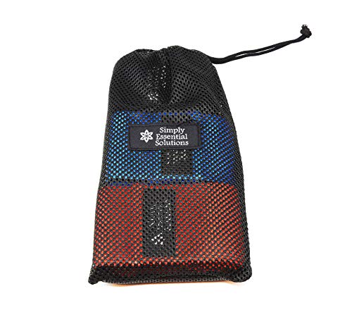 Non-Slip Heavy-Duty Exercise Loop Bands for Strengthening Hips, Glutes, Legs by Providing Resistance in Training & Support in Squats & Lifting. Three Lengths of Bands in a Tote Bag - color: black/red/blue