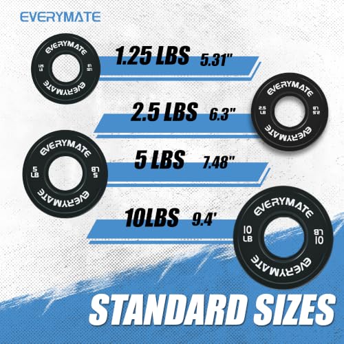 EVERYMATE Change Weight Plates 1.25LB 2.5LB 5LB Set Fractional Olympic Bumper Plates for Cross Training Steel Insert Strength Training - color: 37.5 LB(+1.25+2.5+5+10), size: Black
