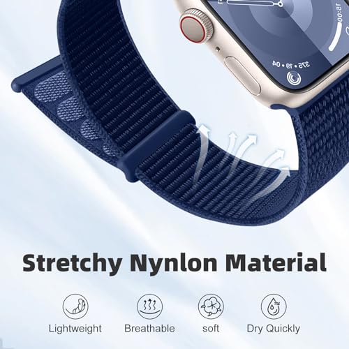 Sport Loop Band Compatible with Apple Watch Bands for Women 44mm 46mm 45mm 49mm 42mm 38mm 40mm 41mm men,Stretch Adjustable Braided Nylon Straps for iWatch Series 11/10/9/8/7/6/5/4/3/2/1/SE/Ultra - color: A-Darkblue, size: 44mm/45mm/46mm/49mm/(42mm-series