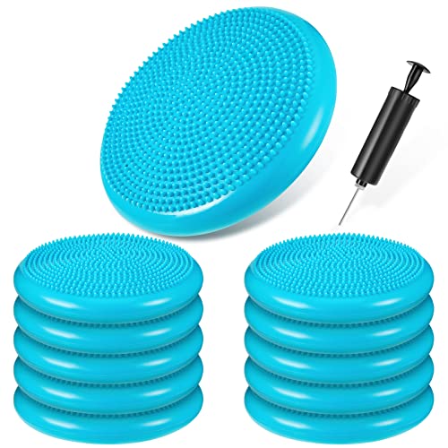 10 Pcs Wobble Cushion Wiggle Seat for Sensory Kid Flexible Seating Promotes Active Learning Improves Student Productivity Stability Inflated Balance Disc Pad with Air Pump for Classroom - color: Mint Green