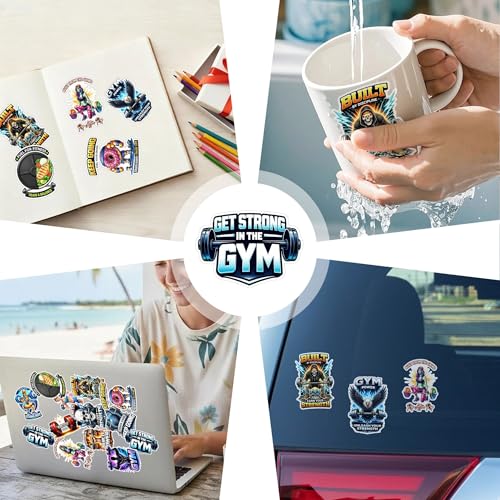 30 PCS Gym Weightlifting Stickers Pack, Workout Fitness Dumbbell | Vinyl Waterproof Decals for Water Bottle Laptop Exercise Tumbler Journal Luggage Car, Funny Gifts for Adults Men Women Teens - color: Gym Workout Stickers