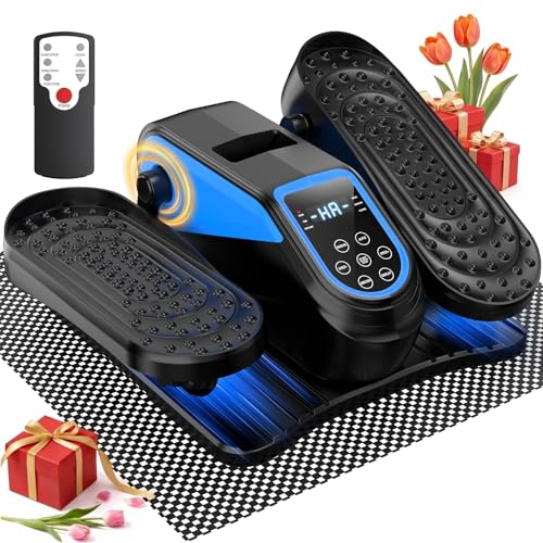 VIVURN® 023 Under Desk Elliptical Mini Electric Leg Exerciser for Senior, 12 Speeds RF Remote Display Monitor Non-Slip Mat, Quiet & Compact Seated Pedal Exerciser for Home Office Gift for Mom Dad - color: Blue