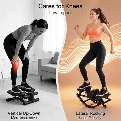 Rock Stepper Side to Side Portable Lateral Rocking Stepper with Digital Display and Non-Slip Mat Mini Steppers for Exercise at Home - color: Purple