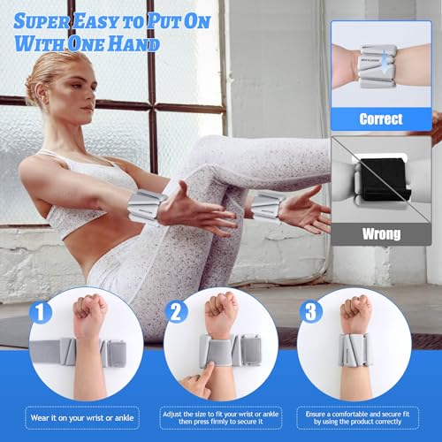 BECOJADDE Ankle Weights for Women Wrist Weights Set of 2 (1 lb/2 lb Each) Adjustable Arm Leg Weight for Womens Men Suitable for Walking Swimming Running Pilates Yoga Gym - color: Grayish White, size: 4lb Pair (2lb Each)