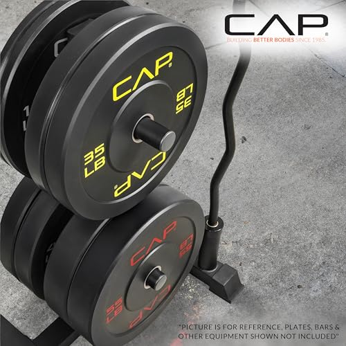CAP Olympic Bumper Plate Tree Rack with Barbell Holders, Heavy-Duty Weight Plate Storage Rack for Home Gym, Steel Olympic Plate Organizer Stand, Multiple Color & Size Options - color: Black, size: 4-Plate Posts / 2 Bar Holders