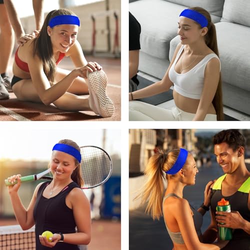 2 Pack Sweat Band, Sweat Bands Headbands for Men, Women, Sports, Tennis, Running, Gym, Workout - color: DarkBlue