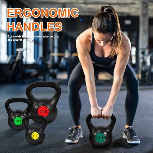 Fitvids Kettlebell Sets Piece Strength Training KettleBells Weight Set - style: 100LB Set of 8: 5/10/15/20LB Pair