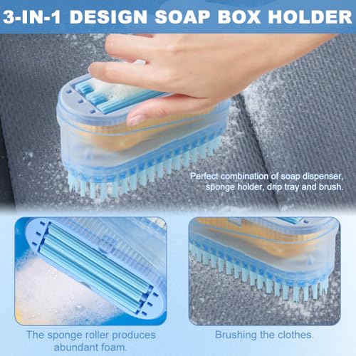 Multifunctional Laundry Soap Box for Soap Holder, Laundry Cleaning Brush | Foaming Soaps Box with Roller Bubble Case, Portable Bar Dispenser Brush Storage Dispenser for Home Bathroom Kitchen