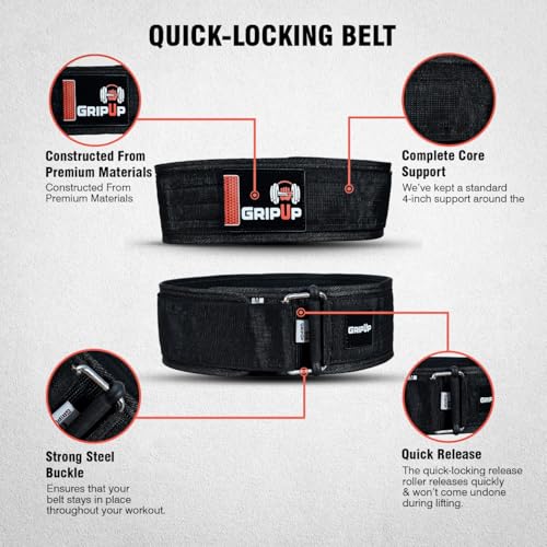 Self-Locking Weight lifting Belt AUTO LOCK 4 Inch Gym Belt Adjustable Buckle For Fitness Powerlifting Bodybuilding Weightlifting Deadlift Olympic Cross Training Back Support Men & Women - color: Black, size: Small