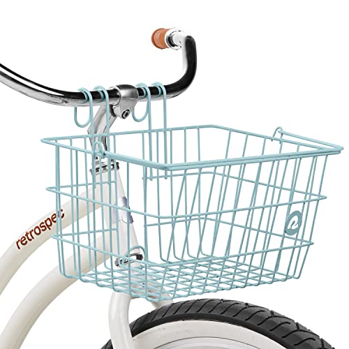 Retrospec Apollo-Lite Lift-Off Bike Basket - Detachable Steel Handlebar Basket with Carrying Handle for Commuting, Shopping & Beach Trips - 14.5in x 9.5in Weather-Resistant Biking Gear - color: Cool Mint