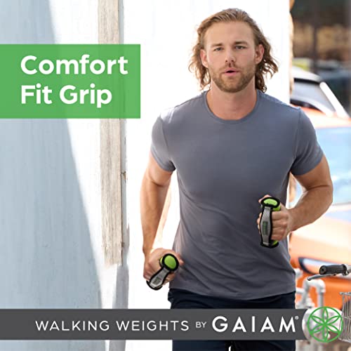 Gaiam Hand Weights for Women & Men Soft Dumbbell Walking Hand Weight Sets with Hand Strap | Ergonomic Hand Strap | Soft Shell | Walking, Running & Aerobics | 2 x 2lb Weights | Low-Impact Training - color: Lime, size: 1 Count