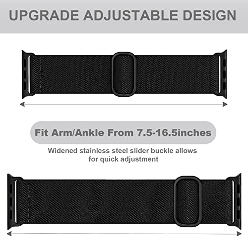 Elastic Ankle/Arm Band Compatible for Apple Watch 49/46/45/44/42/41/40/38mm | Breathable Nylon Ankle Strap Armband for Women Men, Fits iWatch SE Ultra Series 11 10 9 8 7 6 5 4 3 2 1 - color: Black Gray, size: 38/40/41/42(series 11 10)