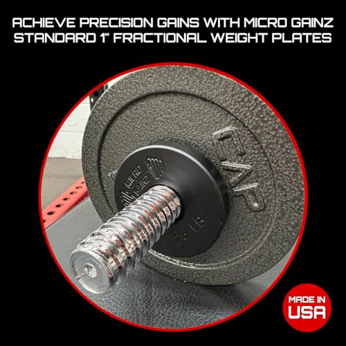 Micro Gainz Standard 1-Inch Center Hole Fractional Weight Plates Set of 2 Plates, Choose Set (.25LB-1.25LB), Designed for Standard 1-inch Barbells & Dumbbells, Made In USA - color: .75lb Black