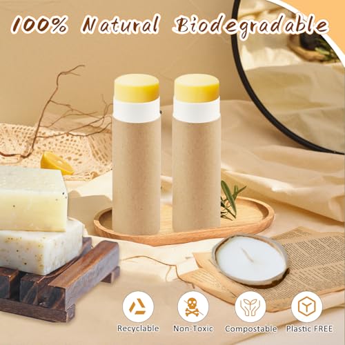 10 Pcs 2 oz Paperboard Deodorant Tubes,Empty Push-Up Style Kraft Paper Tube Holder,Cardboard Biodegradable Round Solid Container for DIY Homemade Lotion Bars,body Deodorant Sticks- Brown