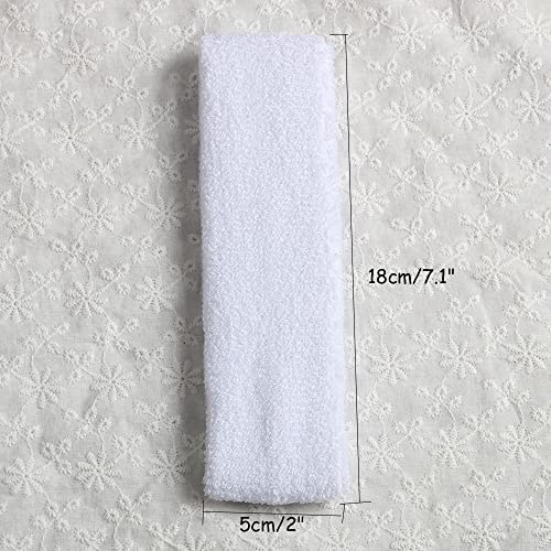 Cotton Sweatband Headbands,Pack of 12,Elastic Stretchy Sport Terry Cloth Sweat Bands,Yoga Workout Fitness Exercise Basketball Headband - color: 12pcs x white cotton sweatband headbands
