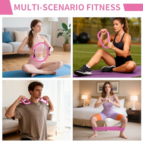 Pilates Kit for Home Workouts for Women-12-Piece Equipment Set with Ring,Yoga Ball,5 Resistance Bands,Figure-8 Band,Arm Stretcher,Grippy Socks,Storage Bag for Toning,Strength & Flexibility