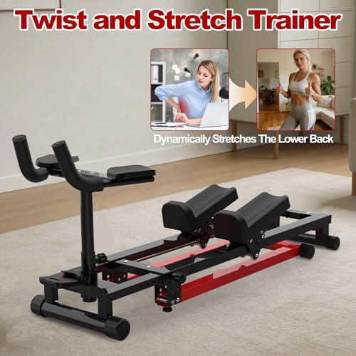 3 in 1 Back Stretcher & Stair Stepper Machine, Adjustable Spine Twist Waist Trainer for Lower Back Pain Relief, Foldable Home Gym Equipment for Core Activation & Full Body Workout