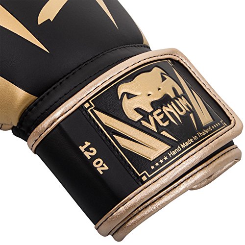 Venum Elite Boxing Gloves - color: Black/Gold, size: 10-Ounce