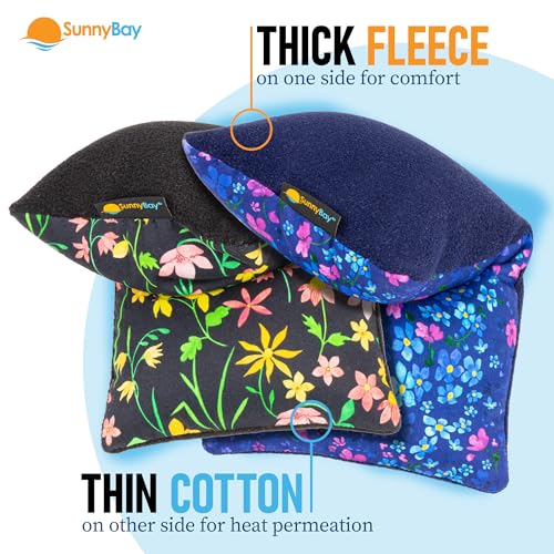 SunnyBay Small Microwave Heating Pad, Microwavable Versatile Cold/Heated Neck and Shoulder Wrap for Back Pain and More, Moist Heat Cotton-Fleece Pad, 6x11 Inches, Lilac and Green Flowers, Pack of 2 - color: Pack of 2 - Lilac and Green Flowers