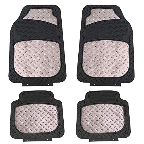 FH Group Automotive Floor Mats - Heavy-Duty Metallic Rubber Floor Mats for Cars, Universal Fit Full Set, Climaproof Floor Mats, Trimmable Floor Mats for Most Sedan, SUV, Truck Floor Mats Gray - color: Gray