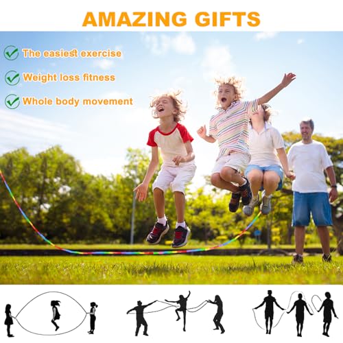 2 PACK 16.5FT Double Dutch Jump Ropes for Adults Kids, Rainbw Long Jump Rope, 1” Beaded Jump Rope for Fitness, Segmented Skipping Ropes for Exercise Training, Tangle-Free - color: Rainbow-2Pcs