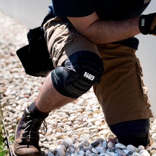 Klein Tools 60492 Knee Pads, Lightweight Padded Knee Sleeves, Breathable Mesh Back, Elastic Cuff with Slip-Resistant Silicone, Black, M/L - size: M/L