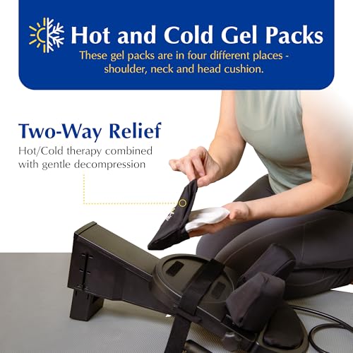 Brace Direct Cervical Traction Device - Spinal Decompression & Neck Pain Relief, Herniated Disc & Spondylosis Support with Hot Cold Therapy - E0849 (Portable - Adjustable Traction up to 40 lbs) | At-home neck traction that eases herniated disc, tech neck,