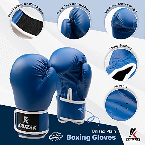 Kruzak Boxing Gloves for Men & Women, Sparring & Kickboxing Gloves, Muay Thai & MMA Gloves, 8-16 oz - color: Blue, size: 14 oz