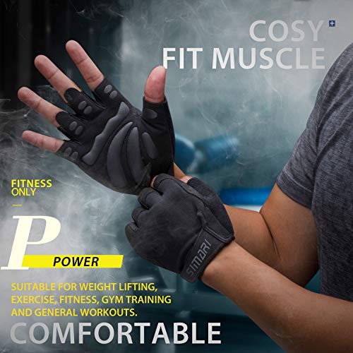 SIMARI Breathable Workout Gloves for Men and Women, Padded Weight Lifting Gloves with Great Grip, Full Palm Protection for Gym Training, Cycling, Weightlifting, Exercise, Crossfit, Climbing - color: 1a-Iron Black, size: X-Large
