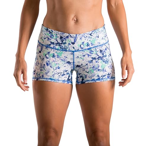 Tough Mode Women's 3" Athletic Workout Volleyball Running WOD Compression Shorts - color: Abstract Painting, size: X-Small