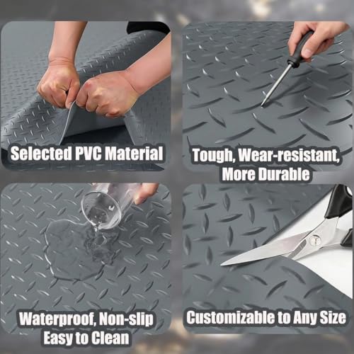 GL 2.8mm Thickened Garage Floor Mat, Custom Size Heavy Duty Parking Mat Waterproof Non-Slip Floor Protector for Car, Trailer, SUV, Basement, Gym (Gray) (1 Feet x 3 Feet) - color: Grey, size: 1FTx3FT