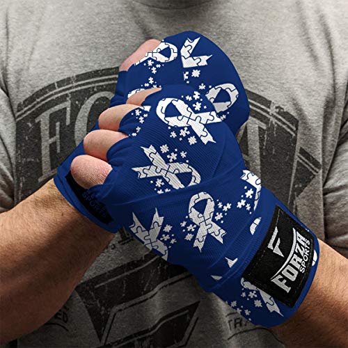 Forza Sports 180" Mexican Style Boxing and MMA Handwraps - color: Autism Awareness Blue