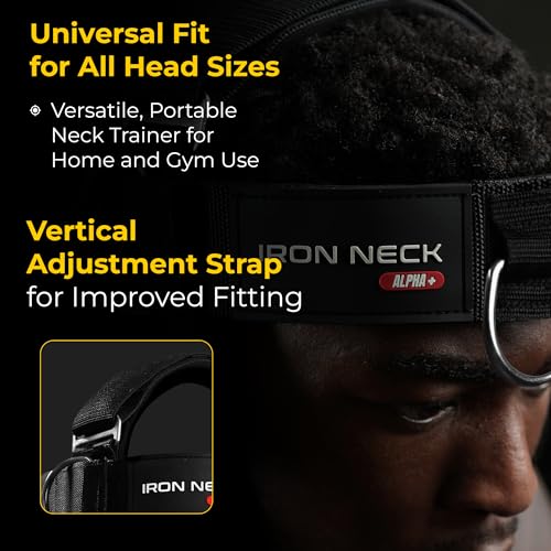 Iron Neck , Versatile Neck Exerciser, Strengthener and Trainer with Adjustable Head and Chin Strap, Portable Head Harness for Weight Lifting, Home and Gym Use - color: Black - Alpha Plus Harness