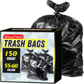 150 Count 55-60 Gallon Trash Bags, Sturdy & Tear-Resistant Commercial Can Liners 55 Gallon, Large Garbage Bags, Large Black Trash Bags for Commercial, Lawn and Leaf Bags - style: 55-60 Gallon - 150 Count