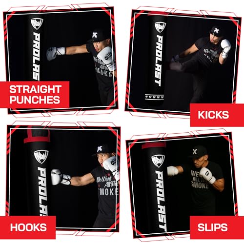 Heavy Punching Kicking Bag for Adults, Boxing, MMA, Martial Arts, Muay Thai, Strength Training Equipment, Filled/Unfilled, 6ft, 150 lbs, Special Edition Logo - color: Black / Red, size: Unfilled