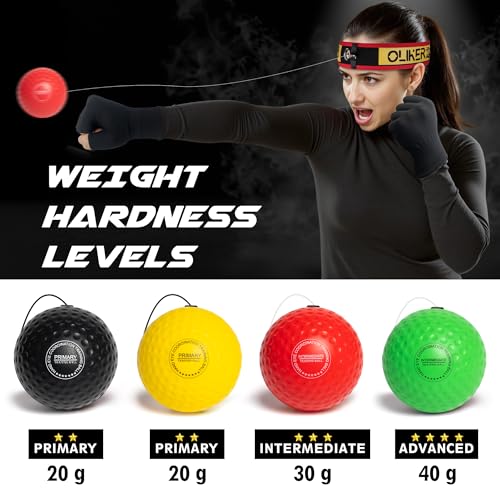 Boxing Reflex Ball for Adults and Kids, 4 Levels Boxing Ball with Adjustable Headbands, Perfect for Reaction, Agility, Punching Speed, Fight Skill and Hand Eye Coordination Training - style: Set-3