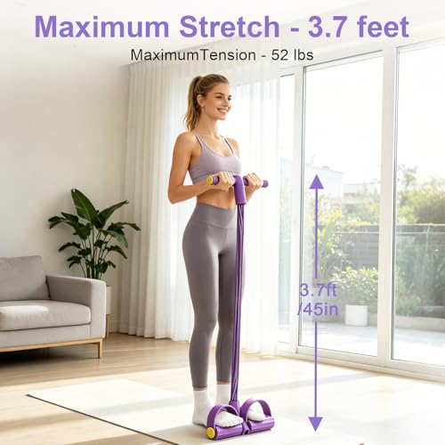 Pedal Resistance Band with Handle, 6-Tubes Tesistance Bands with Handles, Natural Rubber Foot Pedal Resistance Band, Multifunctional Exercise Bands for Abdomen, Waist, Leg, Arm - color: Purple