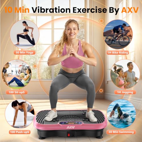 AXV Vibration Plate Fitness Platform Exercise Machine Vibrating Shaking Full Body Shaker Workout Vibrate Stand Shake Board Sport for Weight Loss Fat Burner for Gym Home Office - color: SLIM.PINK